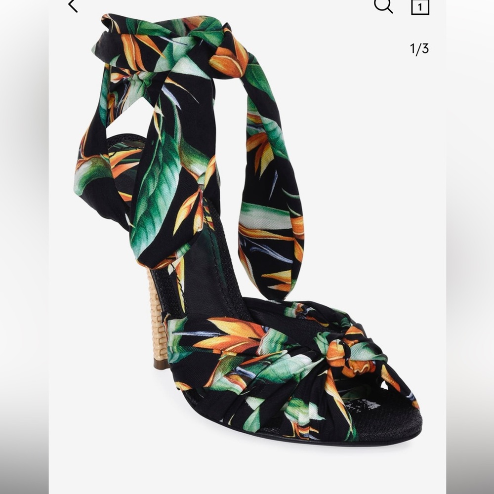 Dolce and Gabbana Flower Silk Twill Tie Up Sandals